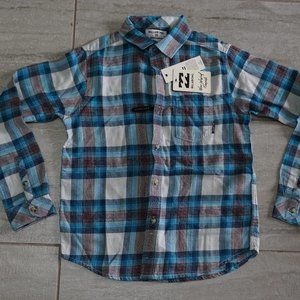 Billabong Shirt Mens S Blue/Red Plaid Button Up Long Sleeve Flannel Surf